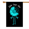 Faith Hope Love Dysautonomia Awareness Flag Daisy Flower Turquoise Ribbon Flag | Teecentury.com