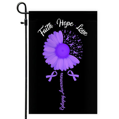 Faith Hope Love Epilepsy Awareness Flag Daisy Flower Purple Ribbon Flag | Teecentury.com