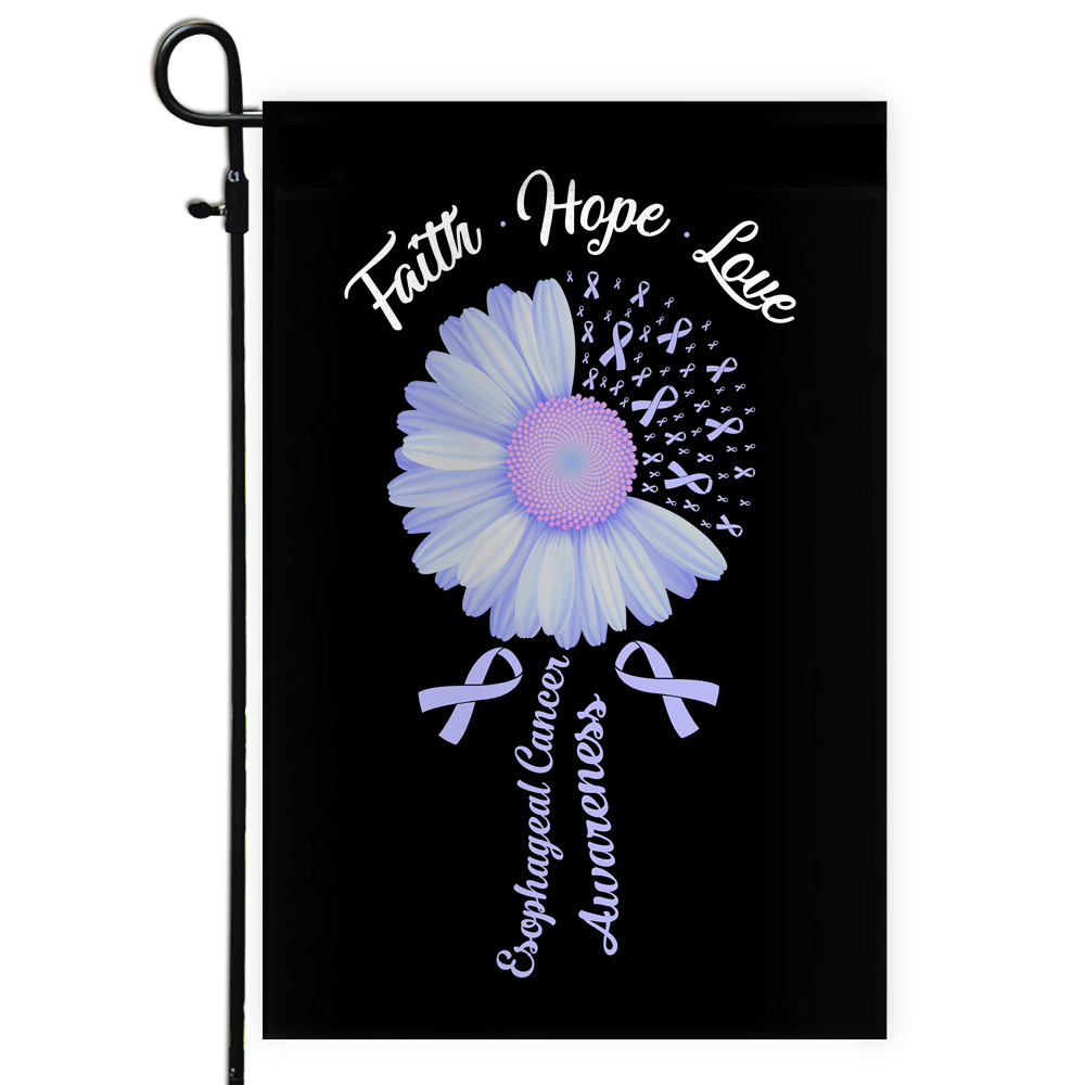 Faith Hope Love Esophageal Cancer Awareness Flag Daisy Flower Periwinkle Ribbon Flag | Teecentury.com