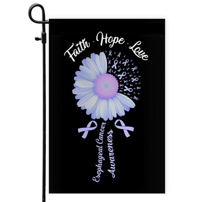 Faith Hope Love Esophageal Cancer Awareness Flag Daisy Flower Periwinkle Ribbon Flag | Teecentury.com