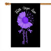 Faith Hope Love Fibromyalgia Awareness Flag Daisy Flower Purple Ribbon Flag | Teecentury.com