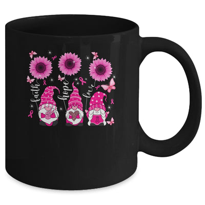 Faith Hope Love Gnome Ribbon Breast Cancer Awareness Flower Mug Coffee Mug | Teecentury.com