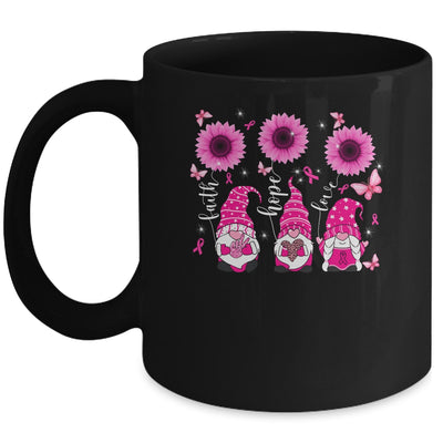 Faith Hope Love Gnome Ribbon Breast Cancer Awareness Flower Mug Coffee Mug | Teecentury.com
