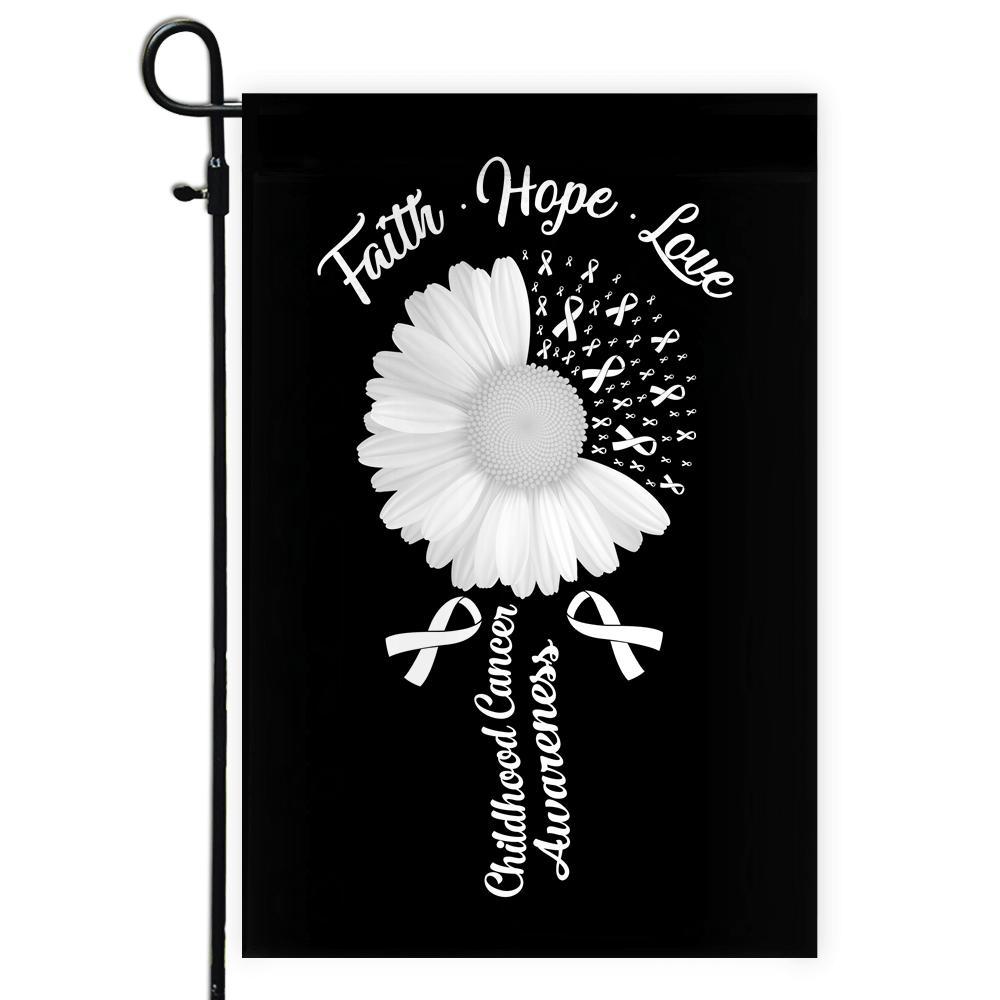 Faith Hope Love Lung Cancer Awareness Flag Daisy Flower White Ribbon Flag | Teecentury.com