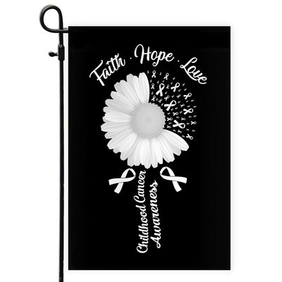 Faith Hope Love Lung Cancer Awareness Flag Daisy Flower White Ribbon Flag | Teecentury.com
