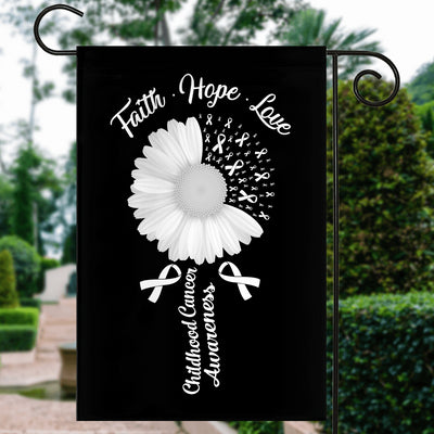 Faith Hope Love Lung Cancer Awareness Flag Daisy Flower White Ribbon Flag | Teecentury.com