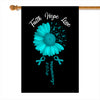 Faith Hope Love PCOS Awareness Flag Daisy Flower Teal Ribbon Flag | Teecentury.com