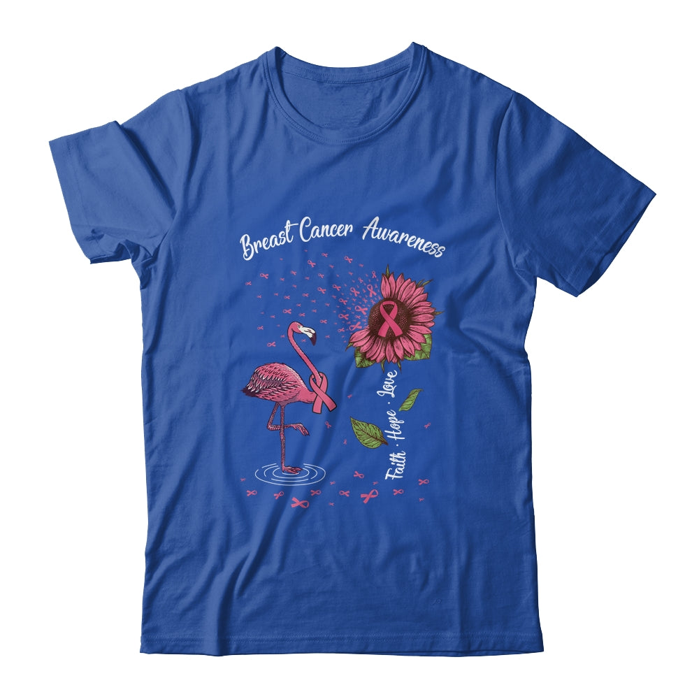 Faith Hope Love Pink Flamingo Ribbon Breast Cancer Awareness T-Shirt & Hoodie | Teecentury.com