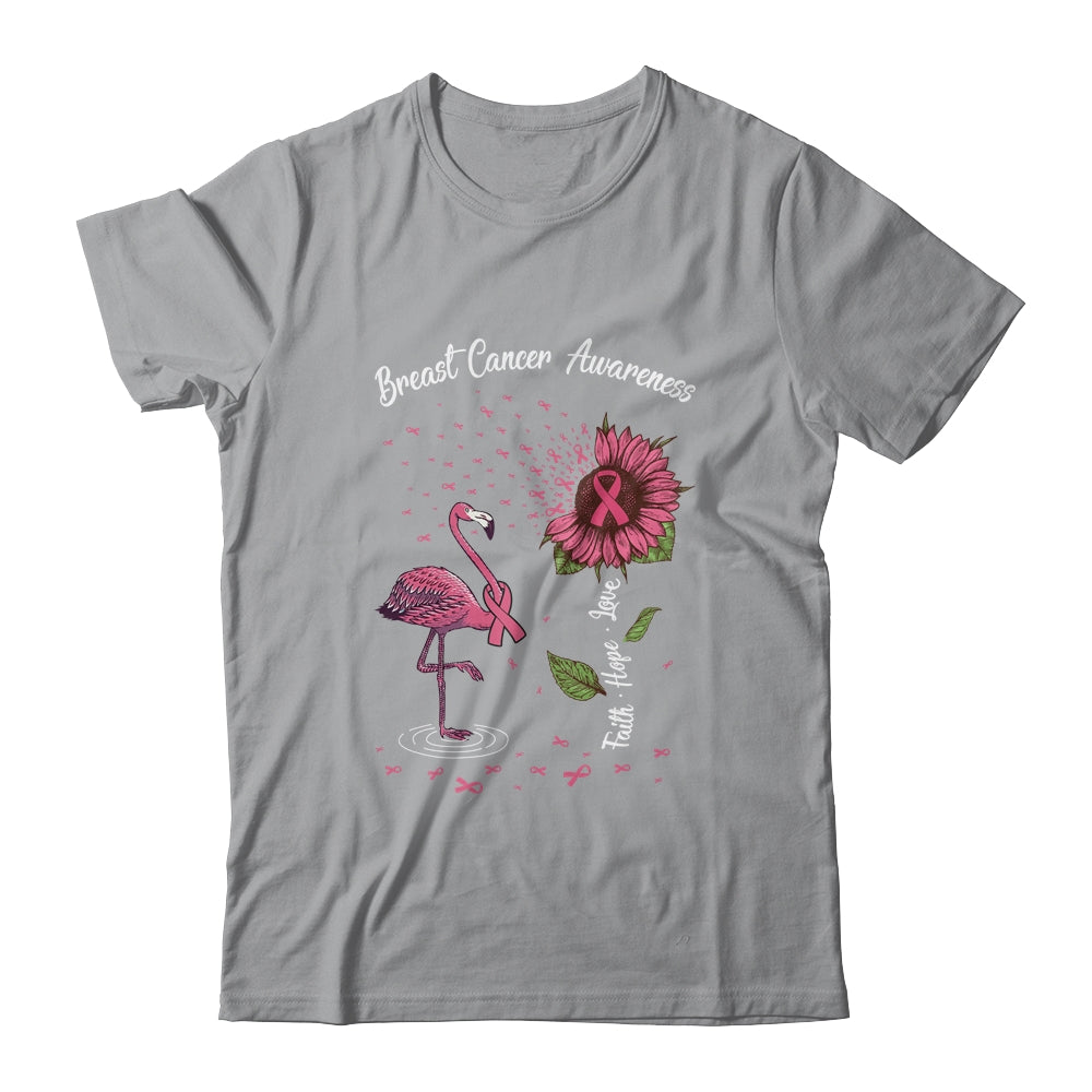 Faith Hope Love Pink Flamingo Ribbon Breast Cancer Awareness T-Shirt & Hoodie | Teecentury.com