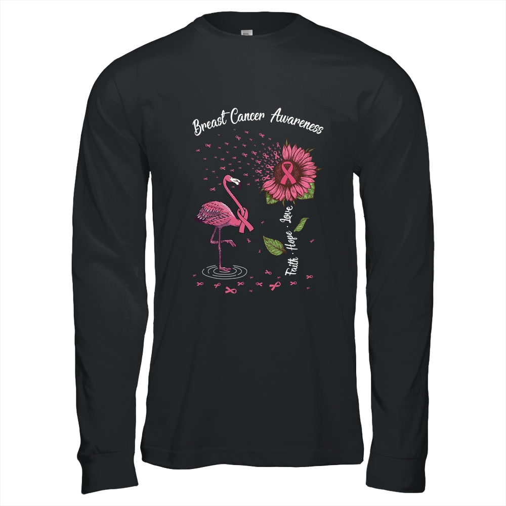 Faith Hope Love Pink Flamingo Ribbon Breast Cancer Awareness T-Shirt & Hoodie | Teecentury.com