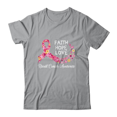 Faith Hope Love Pink Ribbon Flower Breast Cancer Awareness T-Shirt & Hoodie | Teecentury.com