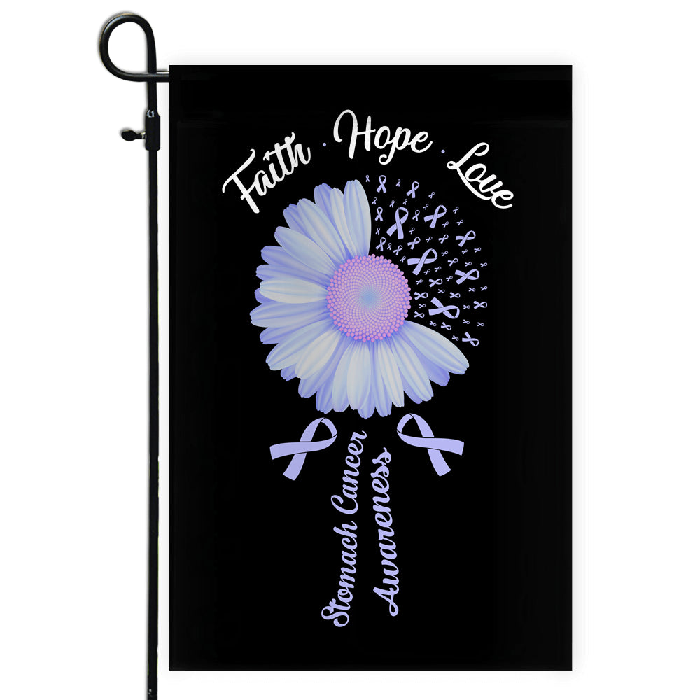 Faith Hope Love Stomach Cancer Awareness Flag Daisy Flower Periwinkle Ribbon Flag | Teecentury.com