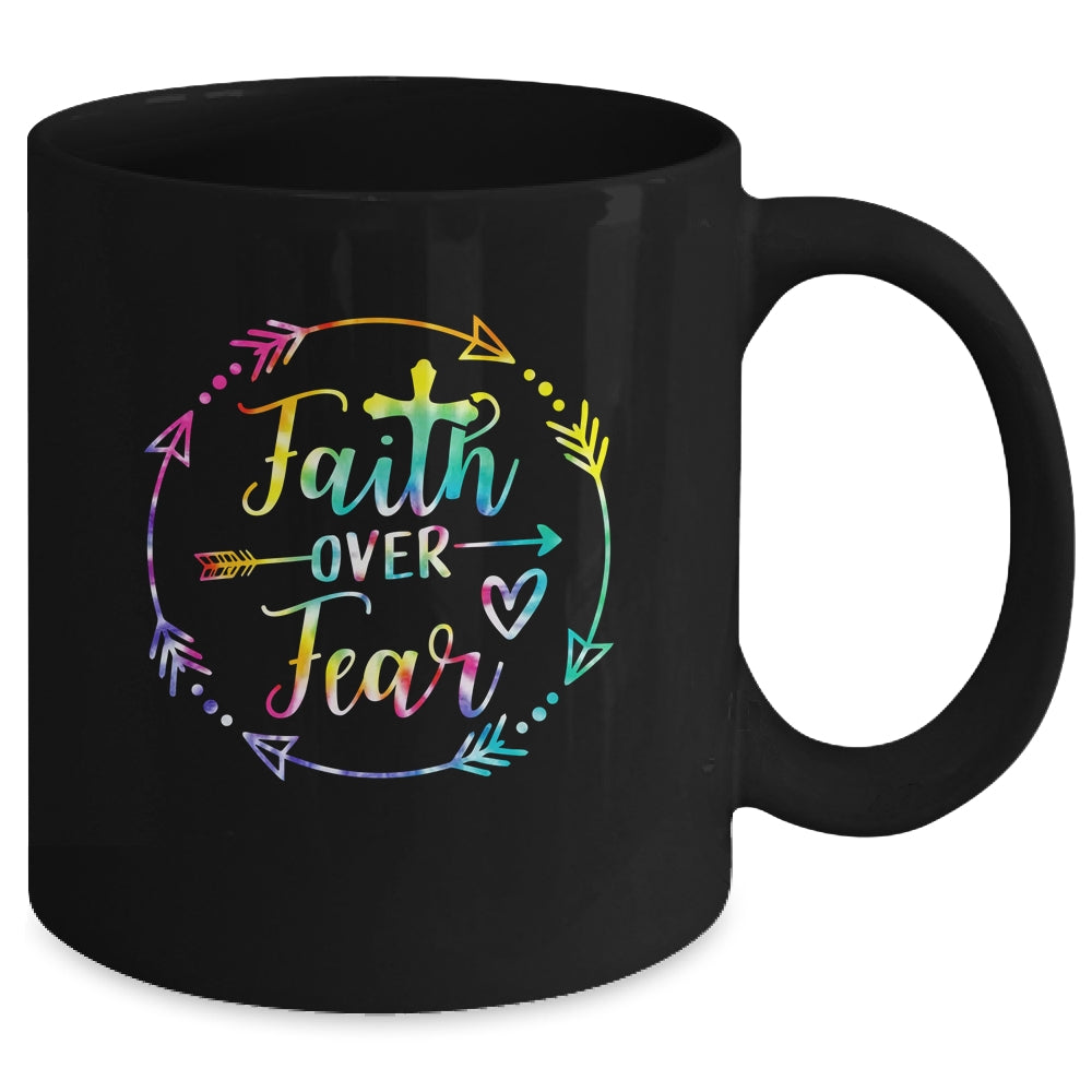 Faith Over Fear Arrow Cute Lettering Inspirational Christian Mug | teecentury