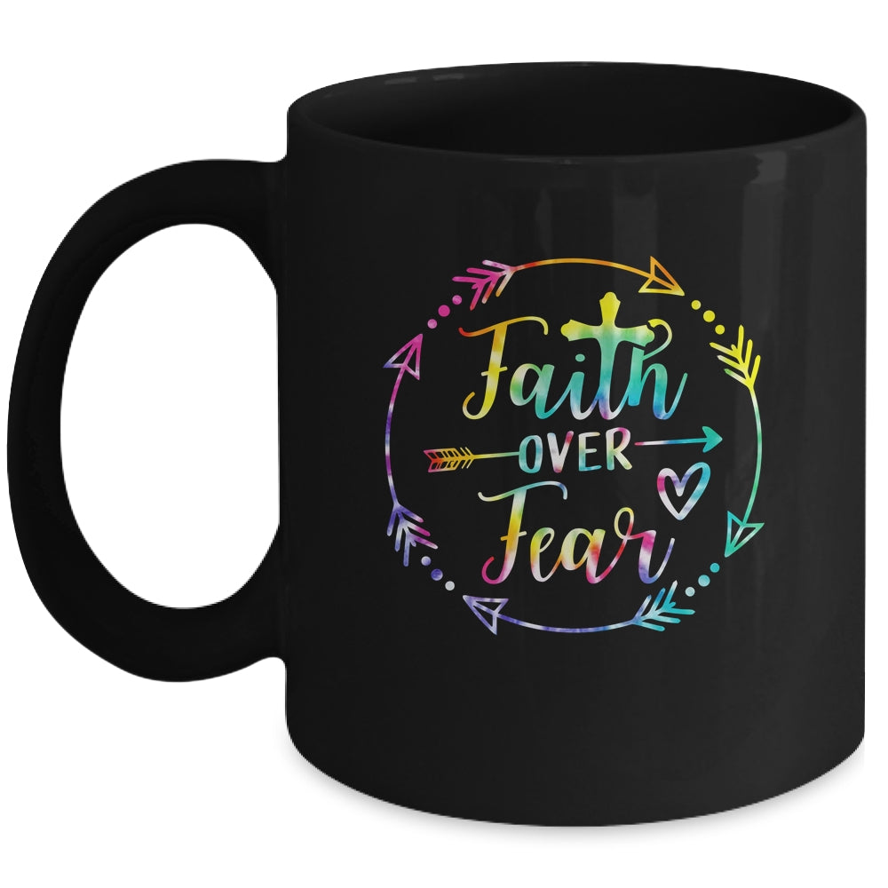 Faith Over Fear Arrow Cute Lettering Inspirational Christian Mug | teecentury