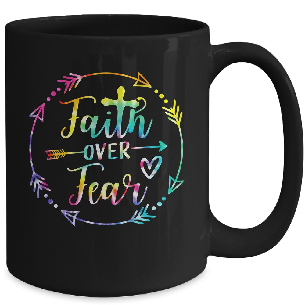 Faith Over Fear Arrow Cute Lettering Inspirational Christian Mug | teecentury
