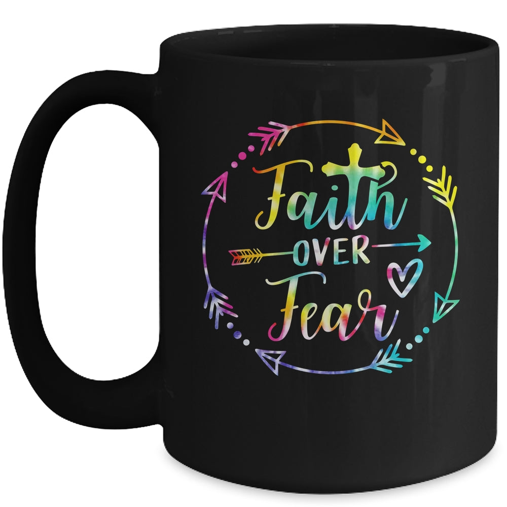 Faith Over Fear Arrow Cute Lettering Inspirational Christian Mug | teecentury