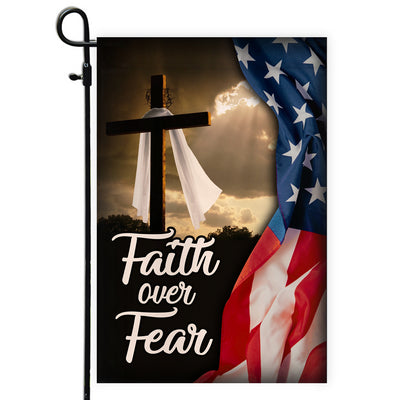 Faith Over Fear Jesus Christian Cross American Flag Flag | Teecentury.com