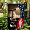 Faith Over Fear Jesus Christian Cross American Flag Flag | Teecentury.com