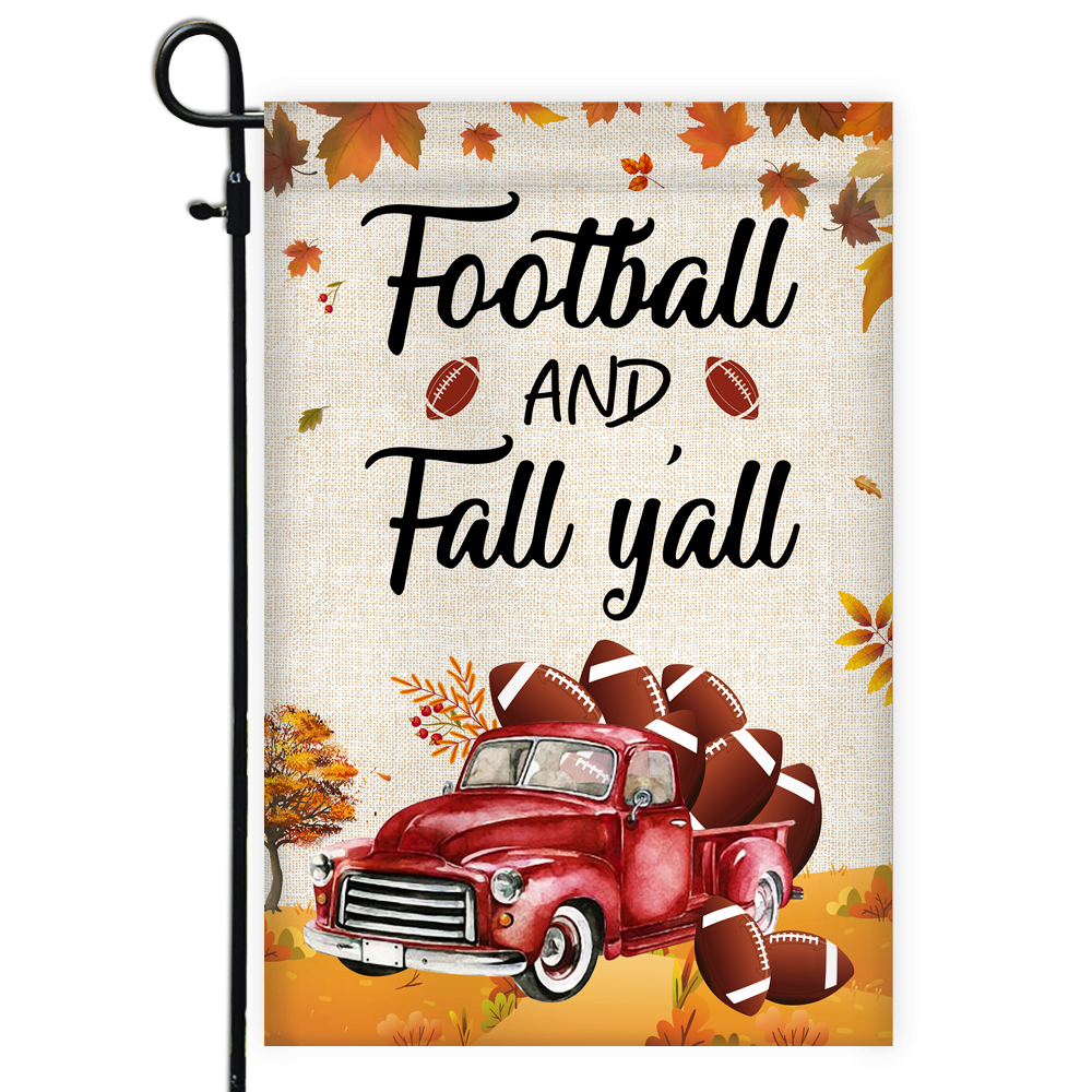 Fall Car Pumpkin Flag Football Flag Autumn Leaves Flag | Teecentury.com