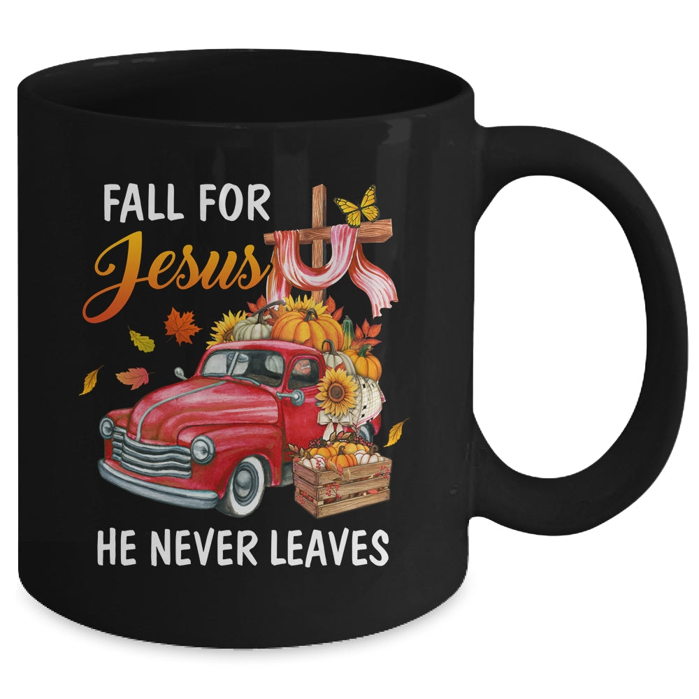 Fall For Jesus He Never Leaves Autumn Christian Prayer Women Mug | teecentury