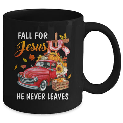 Fall For Jesus He Never Leaves Autumn Christian Prayer Women Mug | teecentury