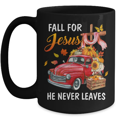 Fall For Jesus He Never Leaves Autumn Christian Prayer Women Mug | teecentury
