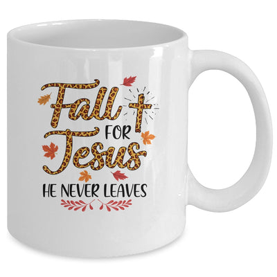 Fall For Jesus He Never Leaves Leopard Partten Mug Coffee Mug | Teecentury.com