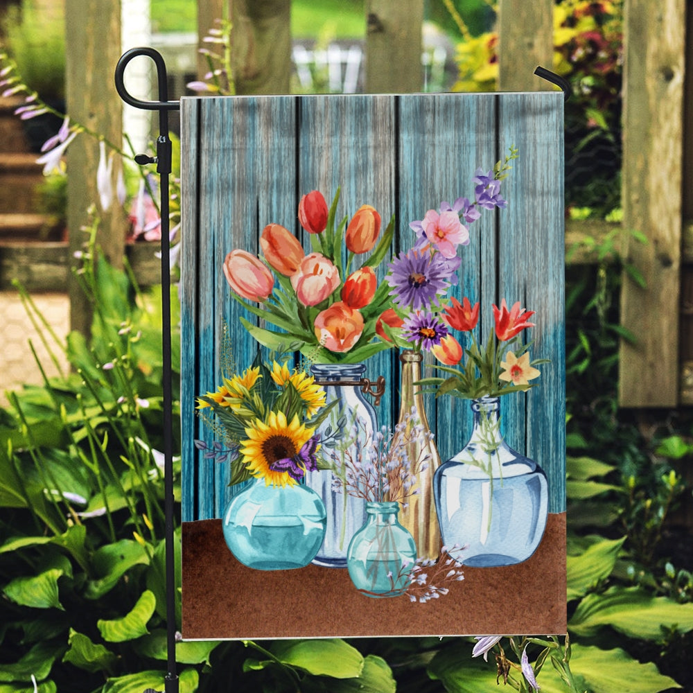 Farm Fresh Flowers Flag Spring Summer Home Wood Flag | Teecentury.com