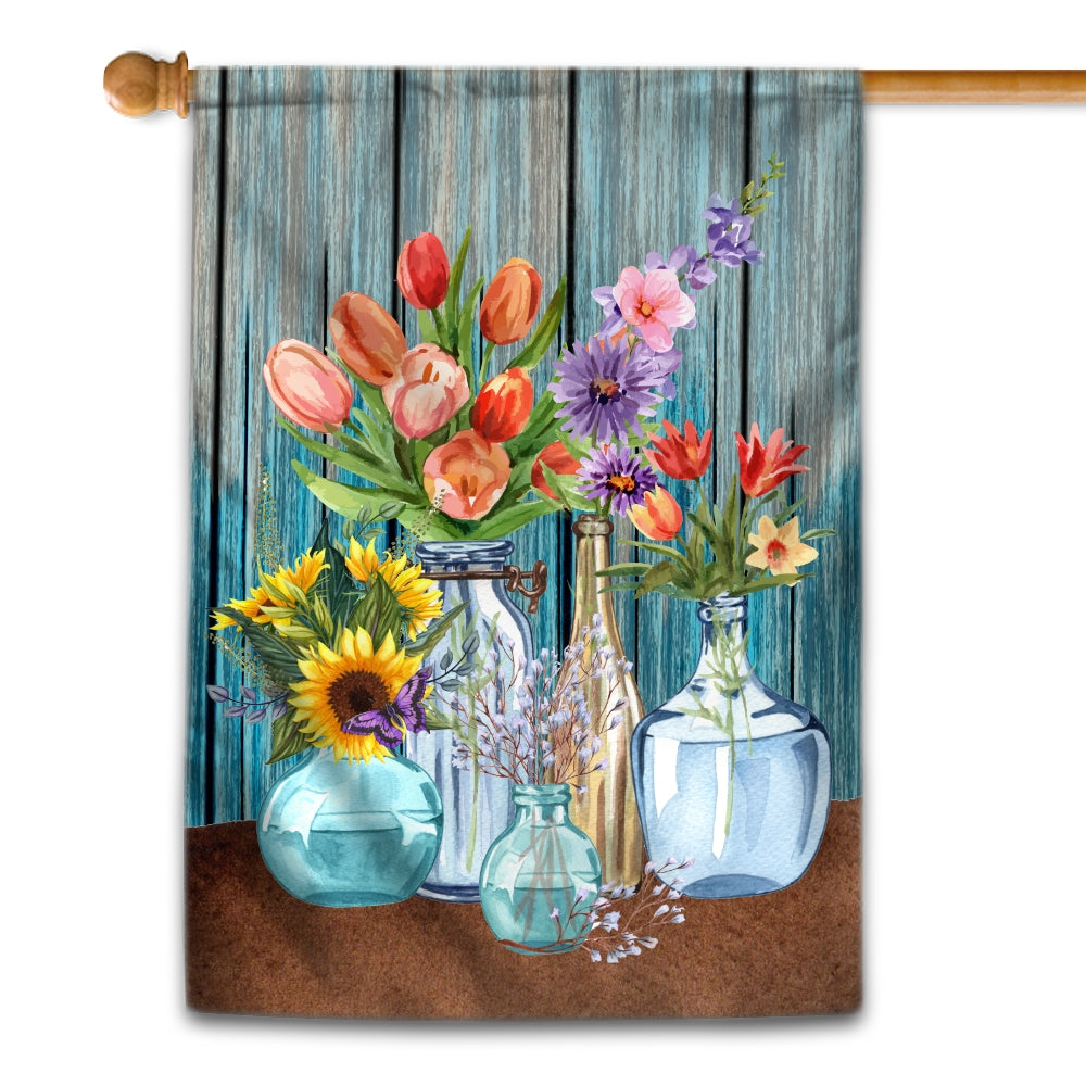 Farm Fresh Flowers Flag Spring Summer Home Wood Flag | Teecentury.com