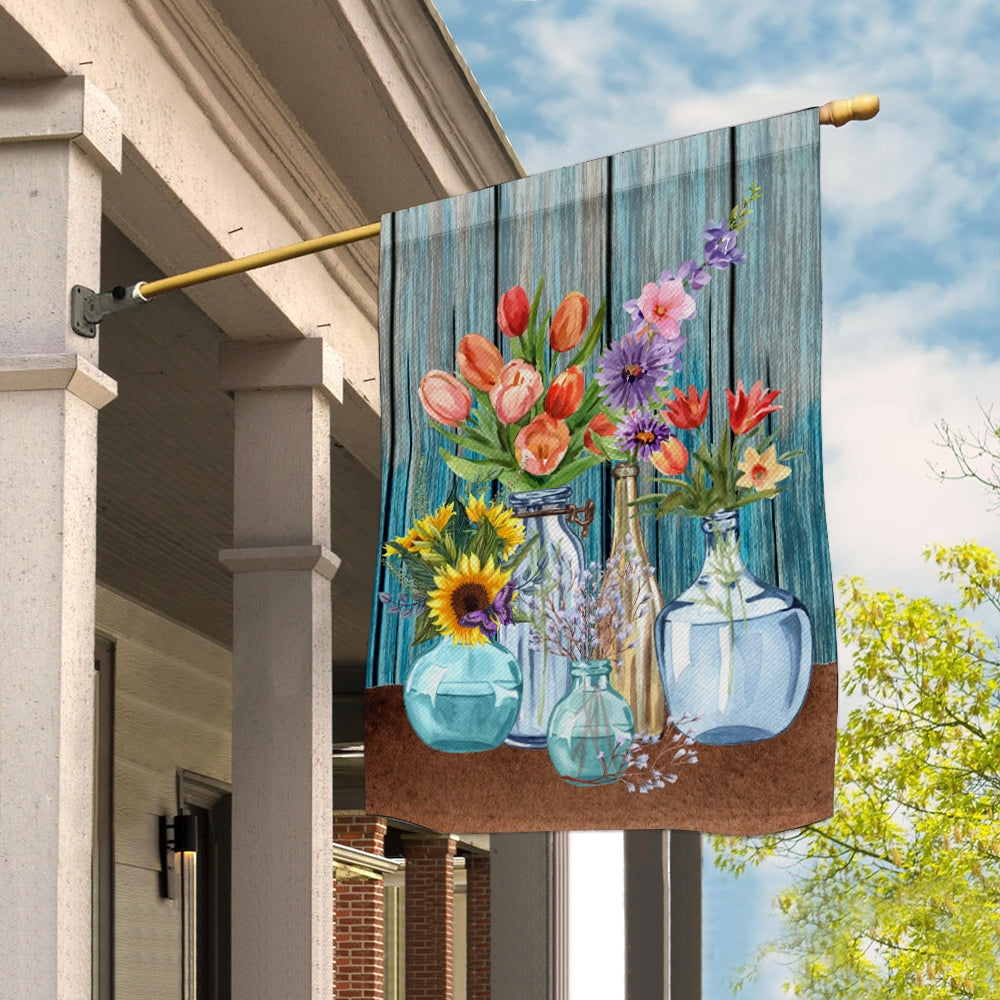Farm Fresh Flowers Flag Spring Summer Home Wood Flag | Teecentury.com