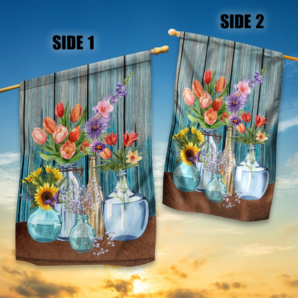 Farm Fresh Flowers Flag Spring Summer Home Wood Flag | Teecentury.com