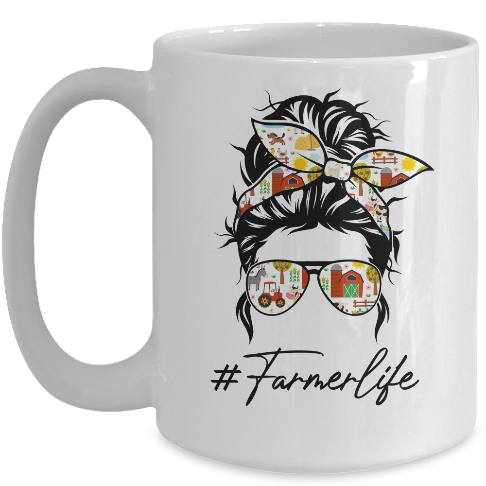 Farm Life Messy Hair Funny Farm Women Girl Mug Coffee Mug | Teecentury.com