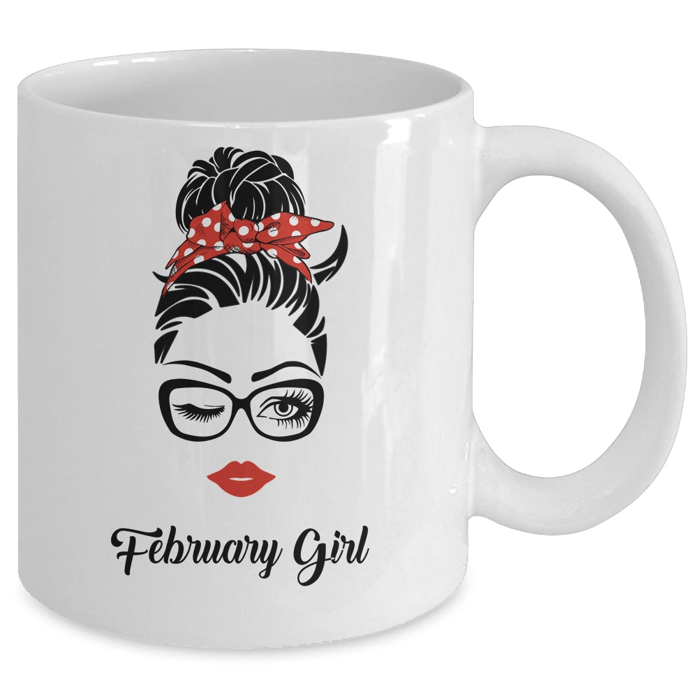 February Girl Woman Face Wink Eyes Lady Face Birthday Gift Mug Coffee Mug | Teecentury.com