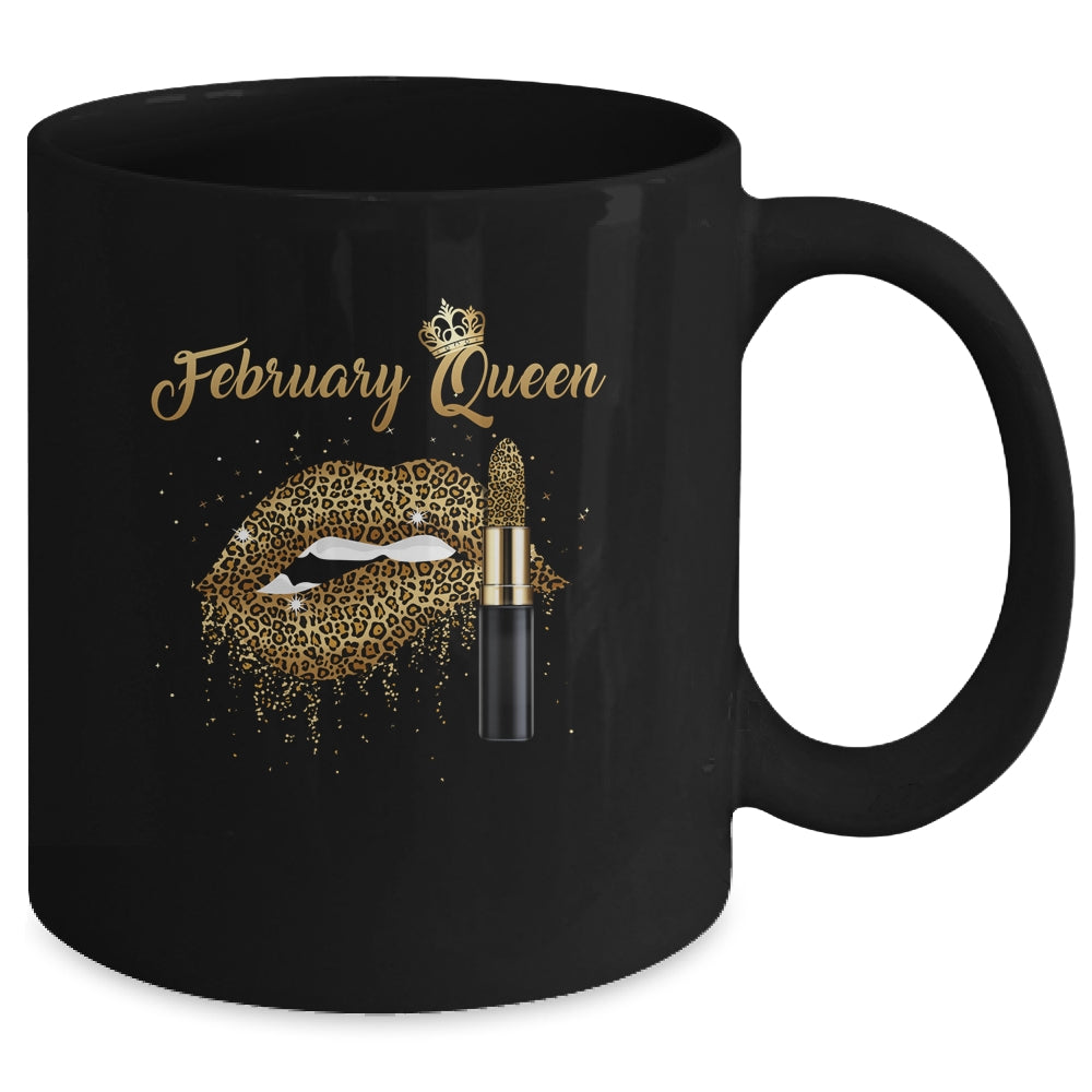 February Queen Girl Leopard Birthday Lips Lipstick Women Mug Coffee Mug | Teecentury.com