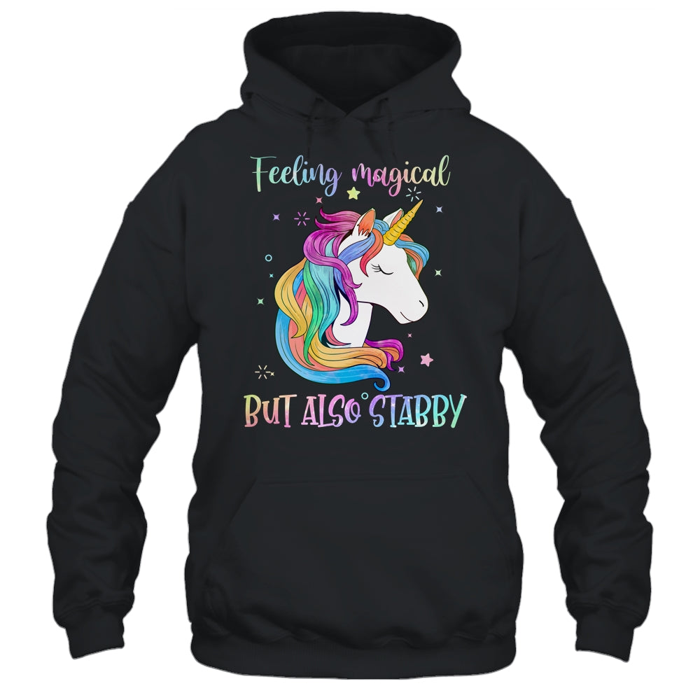 Feeling Magical But Also Stabby Funny Unicorn Rainbow Girls T-Shirt & Tank Top | Teecentury.com