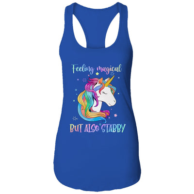 Feeling Magical But Also Stabby Funny Unicorn Rainbow Girls T-Shirt & Tank Top | Teecentury.com