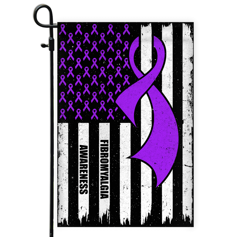 Fibromyalgia Awareness America Flag Purple Ribbon Flag | Teecentury.com