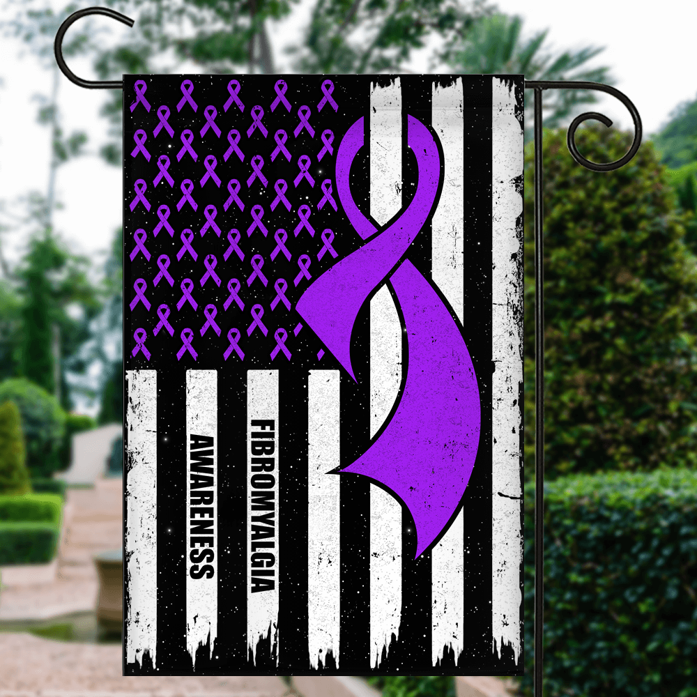 Fibromyalgia Awareness America Flag Purple Ribbon Flag | Teecentury.com