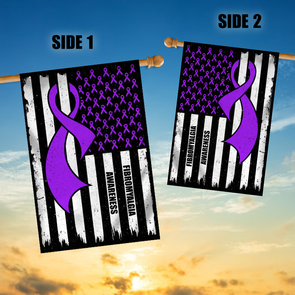 Fibromyalgia Awareness America Flag Purple Ribbon Flag | Teecentury.com