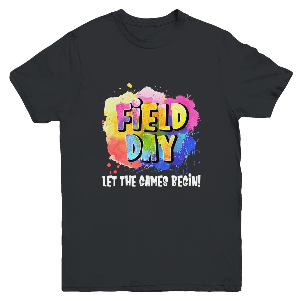 Field Day School Rainbow Color Splash Let The Games Begin Youth Shirt | teecentury