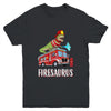 Fire Fighter Saurus Firetruck Fireman Dinosaur T Rex Youth Shirt | teecentury