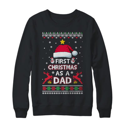 First Christmas As A Dad Funny Christmas Daddy Ugly Sweater T-Shirt & Sweatshirt | Teecentury.com