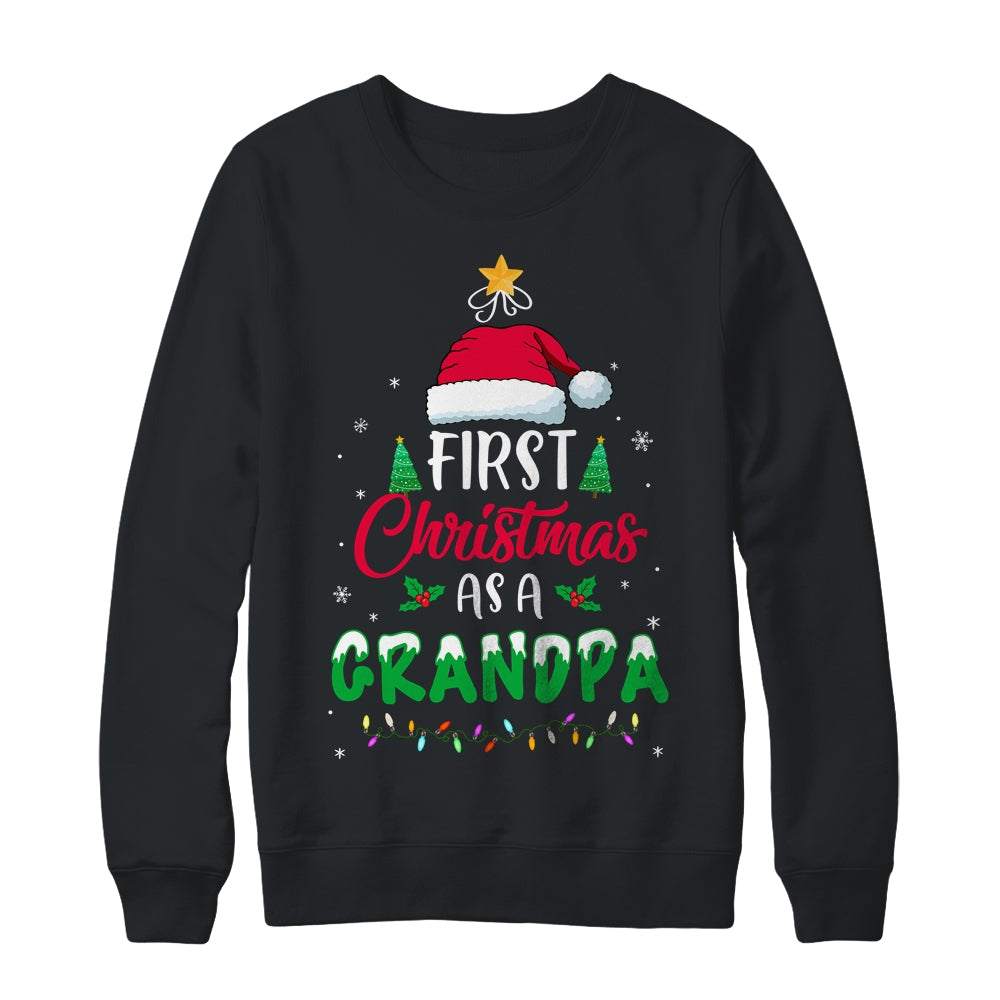 First Christmas As A Grandpa Funny Christmas New Grandpa T-Shirt & Sweatshirt | Teecentury.com