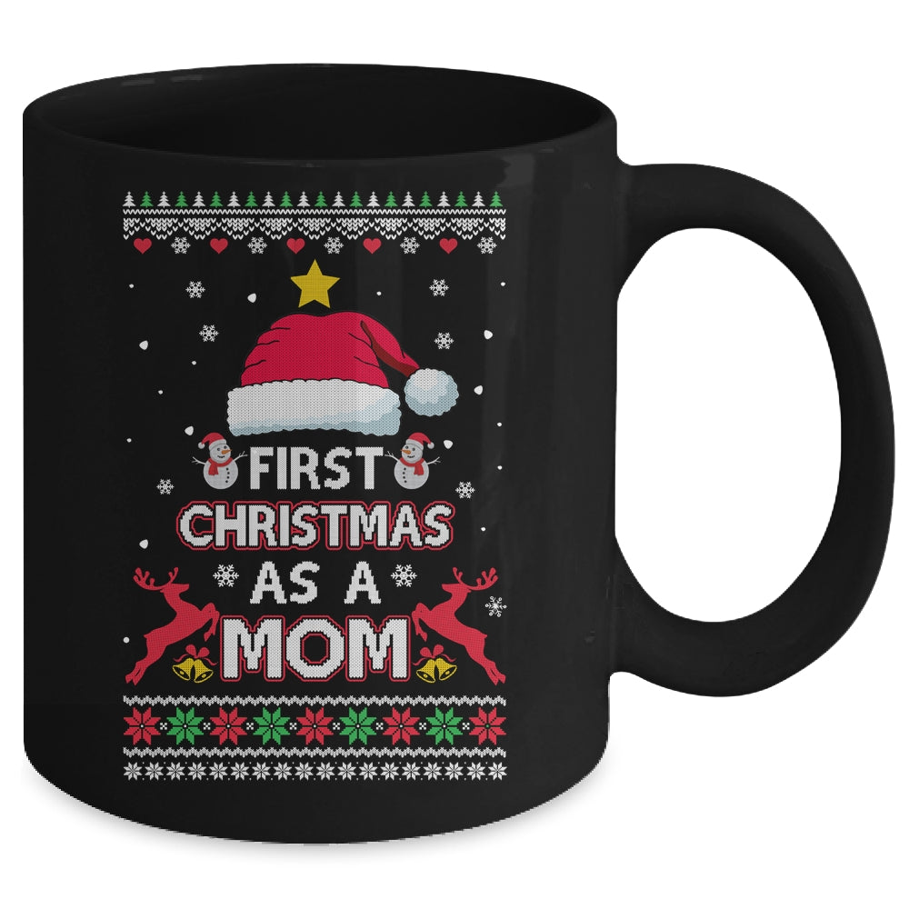 First Christmas As A Mom Funny Christmas Mommy Ugly Sweater Mug Coffee Mug | Teecentury.com