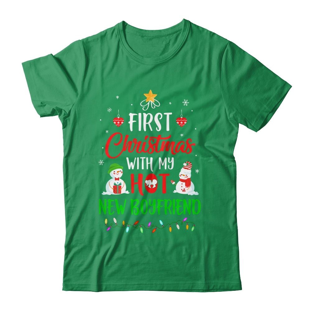 First Christmas With My Hot New Boyfriend Funny Couple Gift T-Shirt & Sweatshirt | Teecentury.com