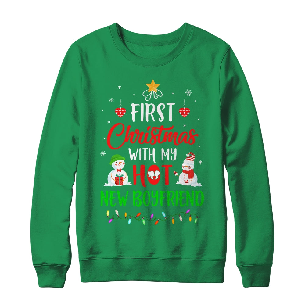 First Christmas With My Hot New Boyfriend Funny Couple Gift T-Shirt & Sweatshirt | Teecentury.com