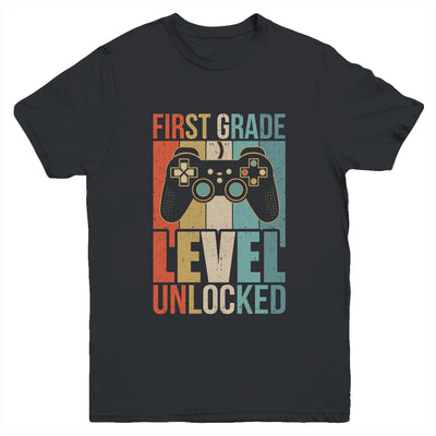 First Day Of 1st Grade Level Unlocked Back To School Kids  Youth Shirt | teecentury