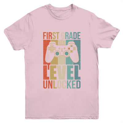 First Day Of 1st Grade Level Unlocked Back To School Kids  Youth Shirt | teecentury