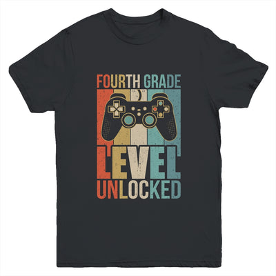 First Day Of 4th Grade Level Unlocked Back To School Kids  Youth Shirt | teecentury