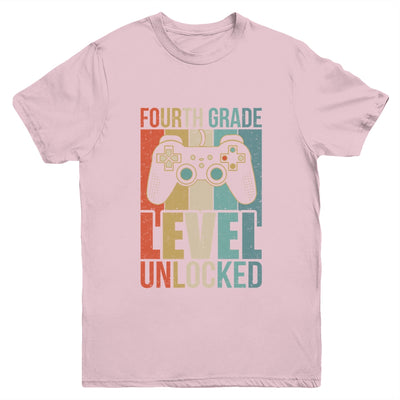 First Day Of 4th Grade Level Unlocked Back To School Kids  Youth Shirt | teecentury